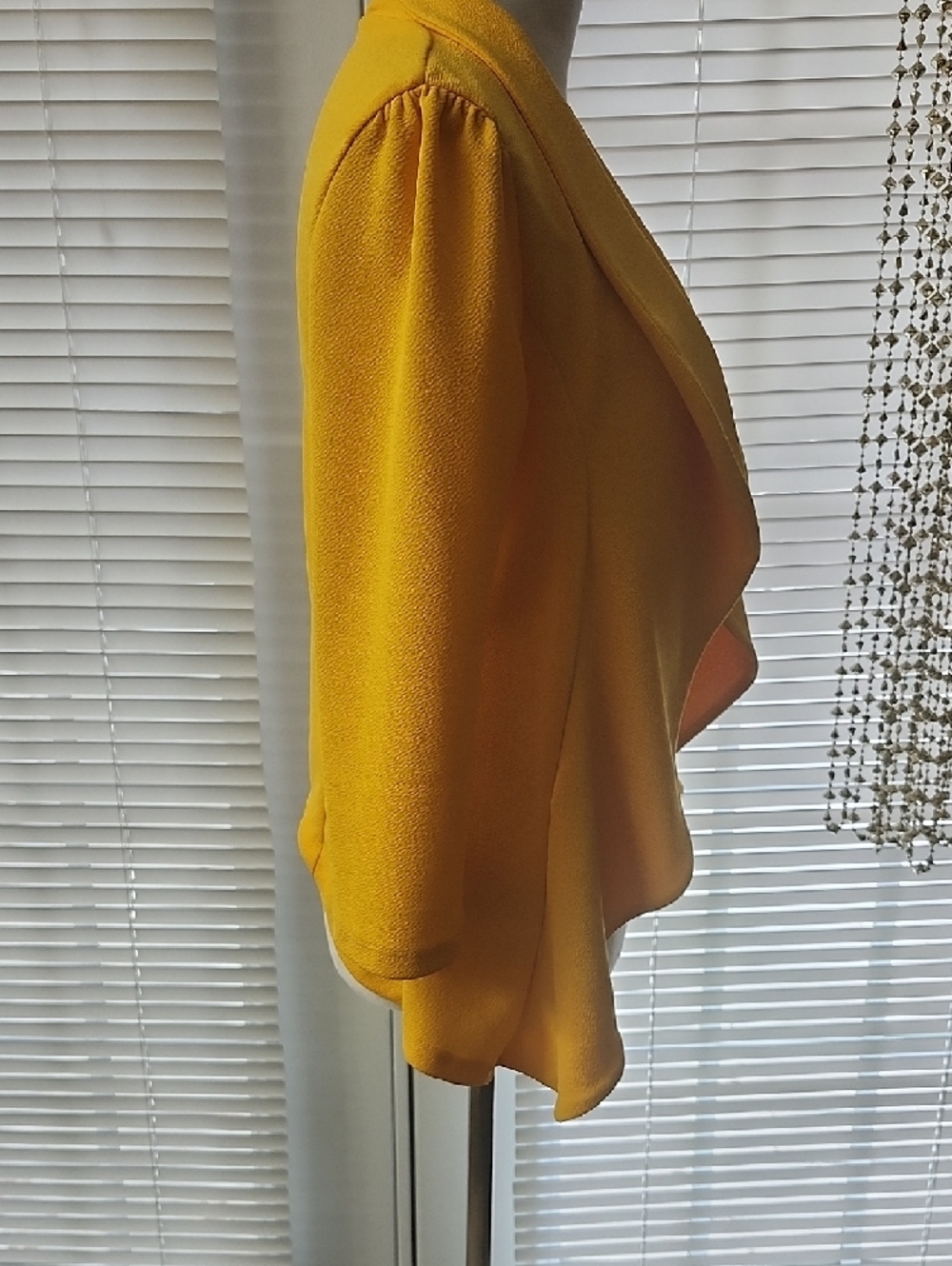Doublju Yellow Open-Front Ruffle Blazer - Picture 2 of 4